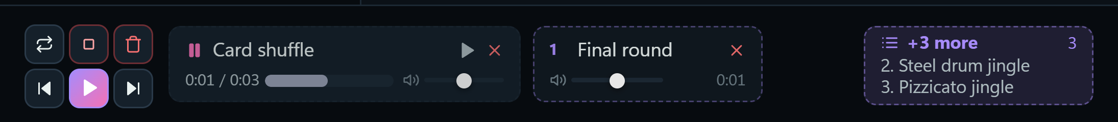 The Now Playing bar in the Violet theme, purple to pink